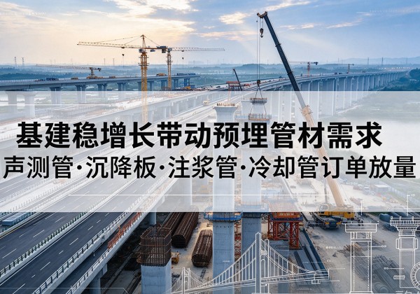 奎文基建稳增长带动预埋监测管材需求，声测管、沉降板、注浆管订单持续放量